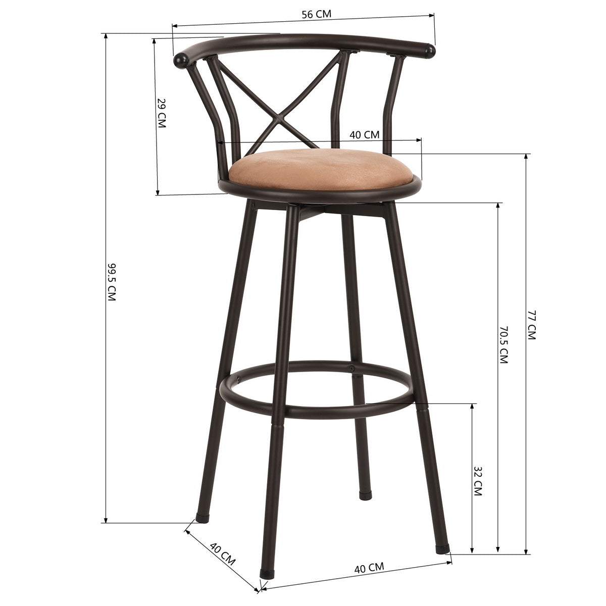 Barstools Fabric Seat Swivel Bar Stools Hailey