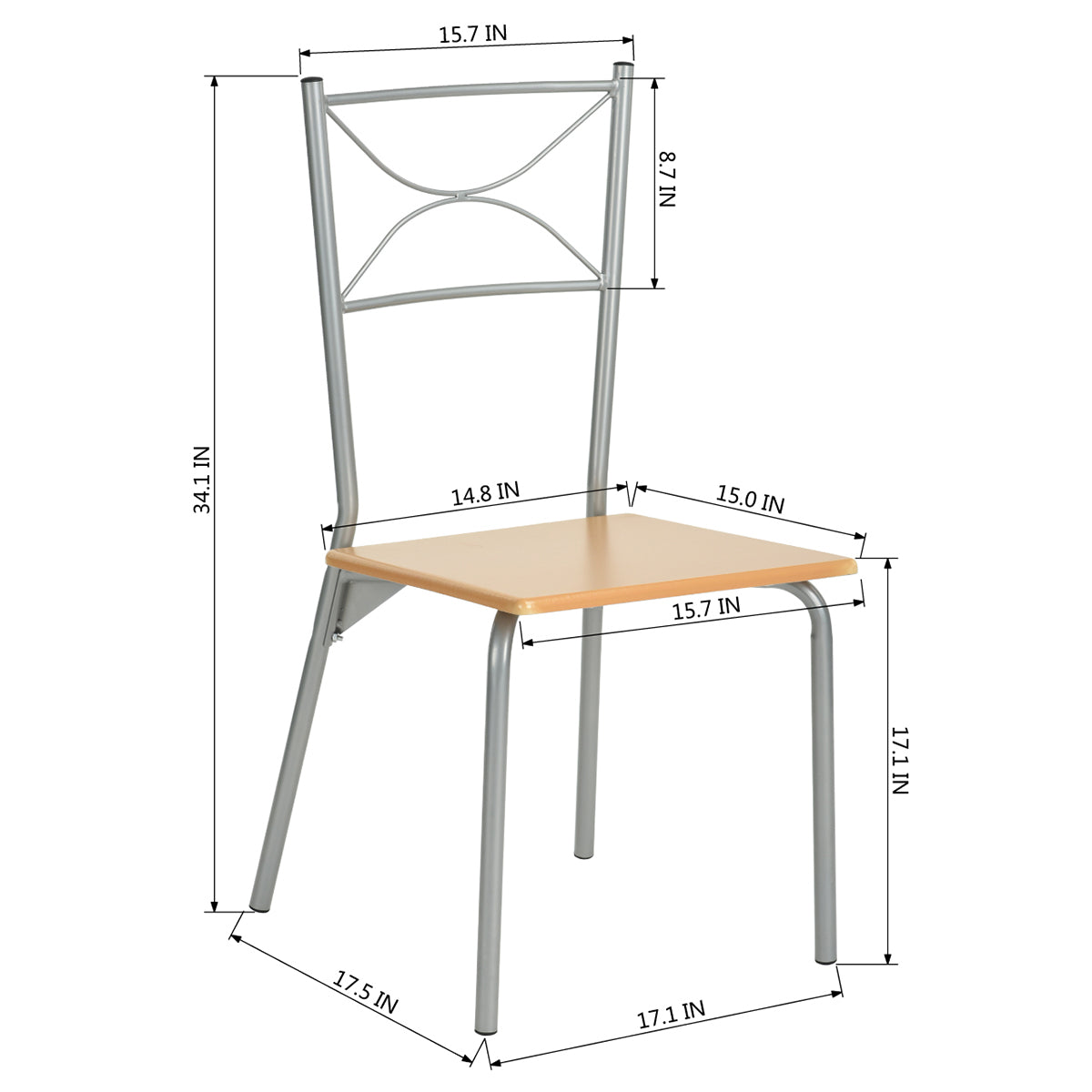 Set of 5 Dining Set 1 Table with 4 Chairs Hampton