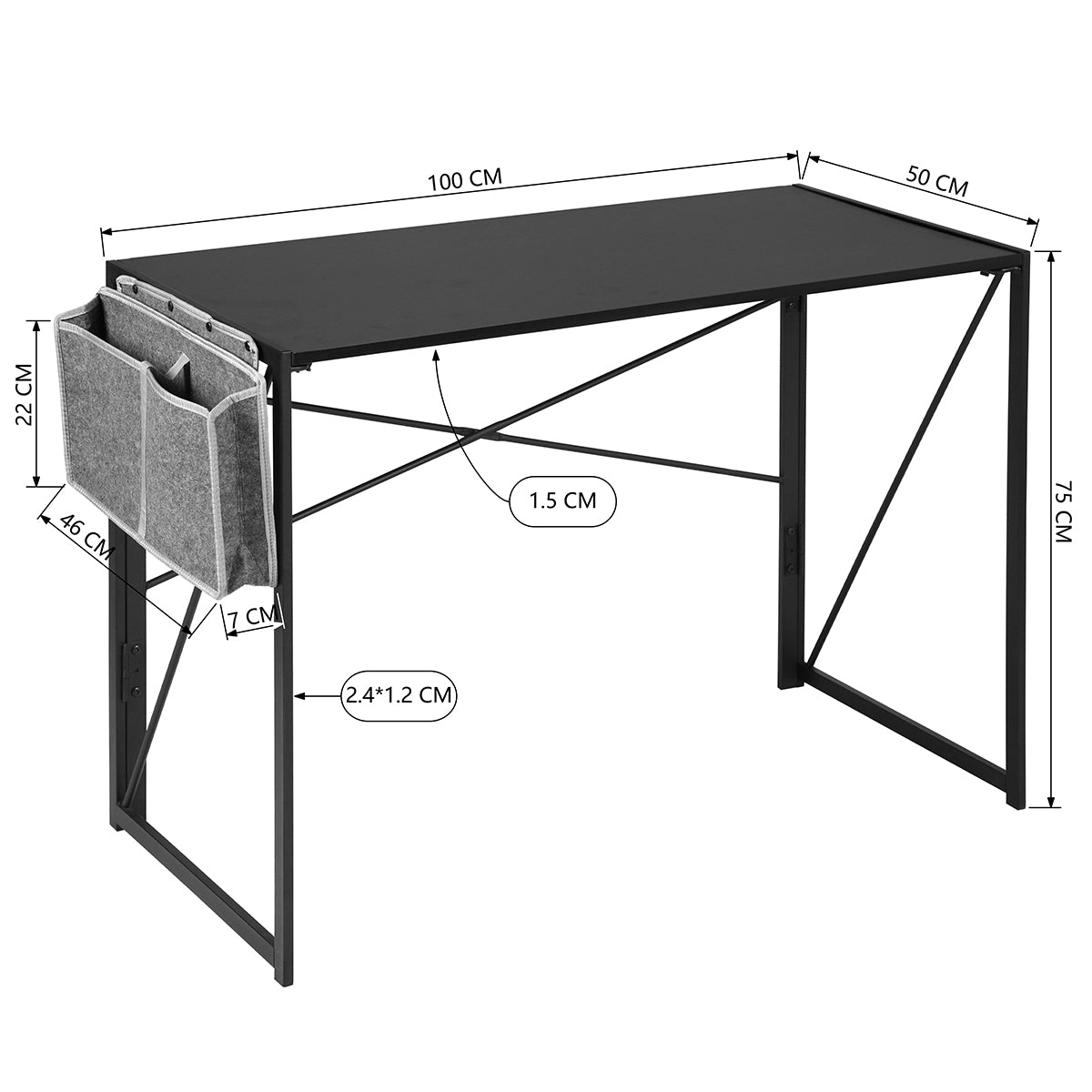 Folding Desk with Bag Writing Computer Desk Space Saving Harper