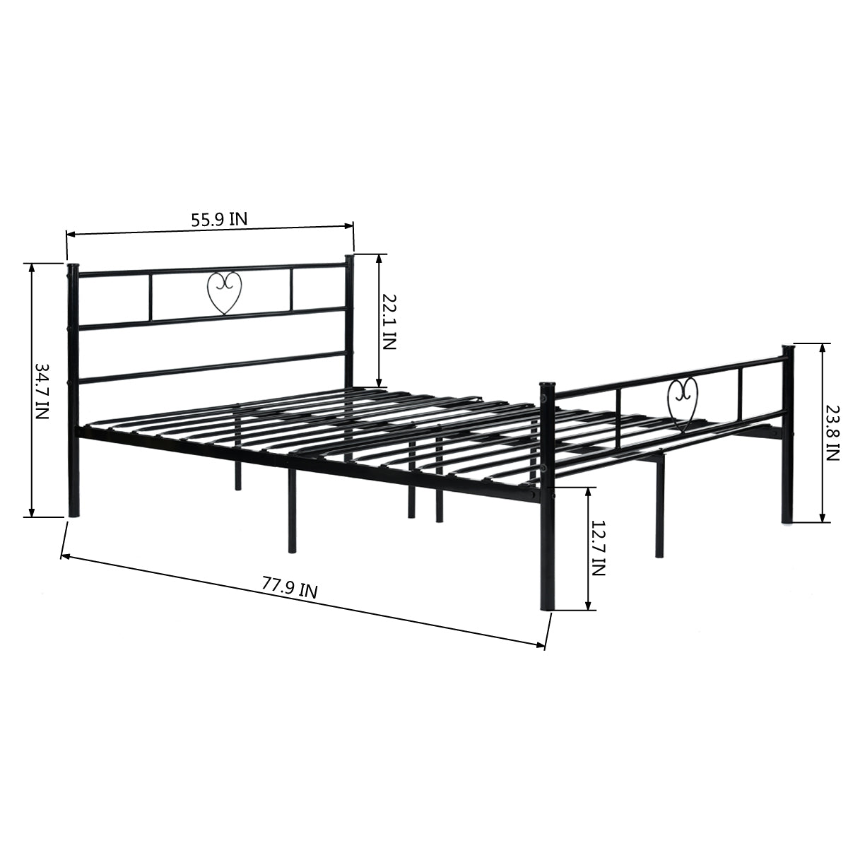 Double Bed Metal Bed Frame Heart