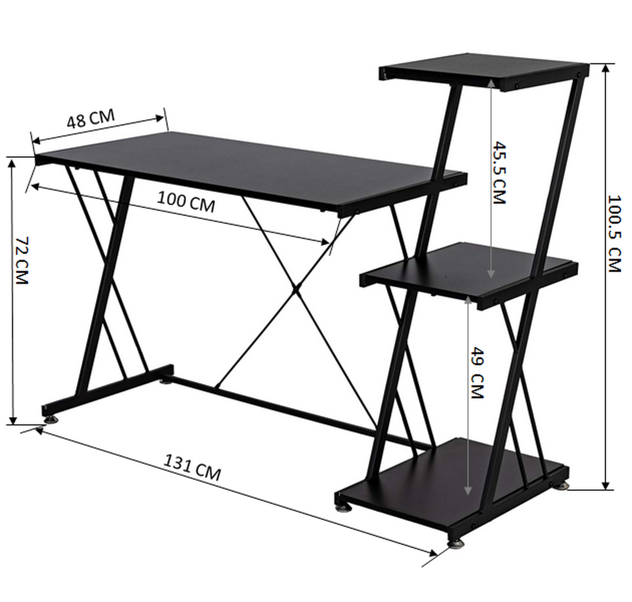 Computer Desk with Storage Shelves Study Writing Table Hobah