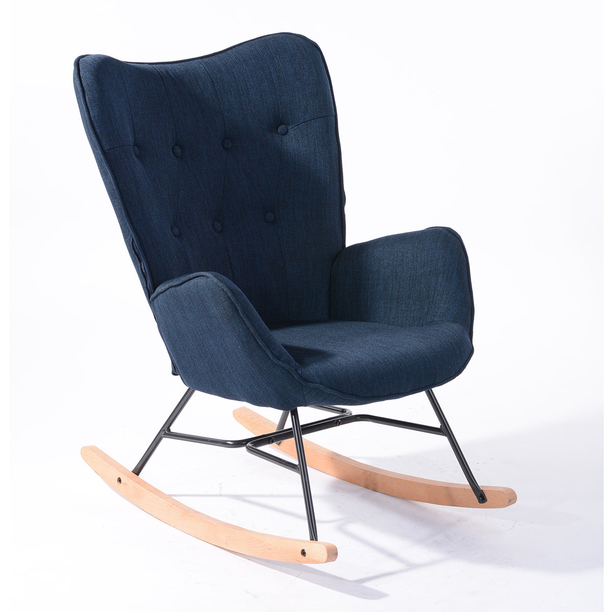 Rocking Accent Chair Fabric Velvet Wooden Legs Armrest Epping