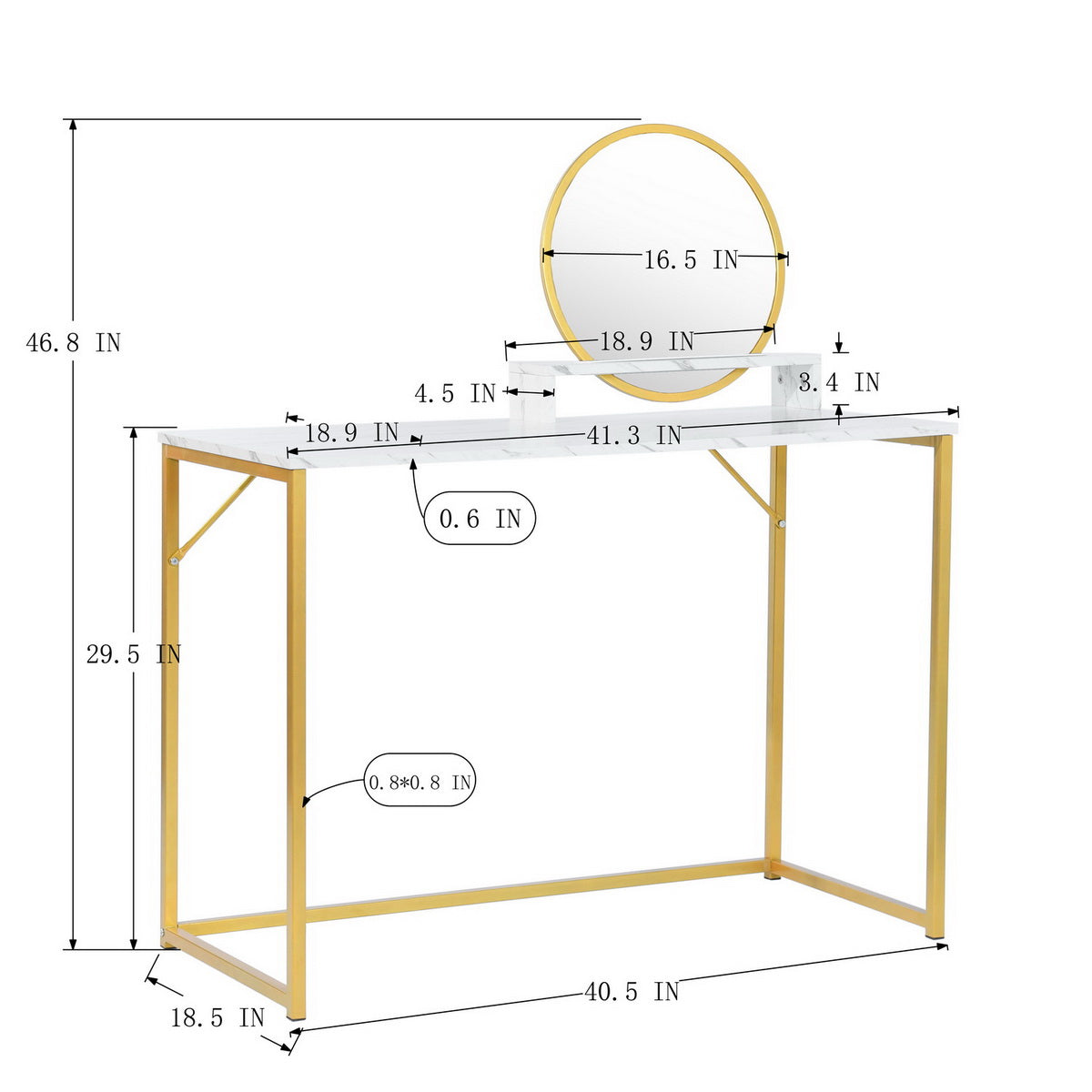 Vanity Table Makeup Vanity Desk with Mirror Jay