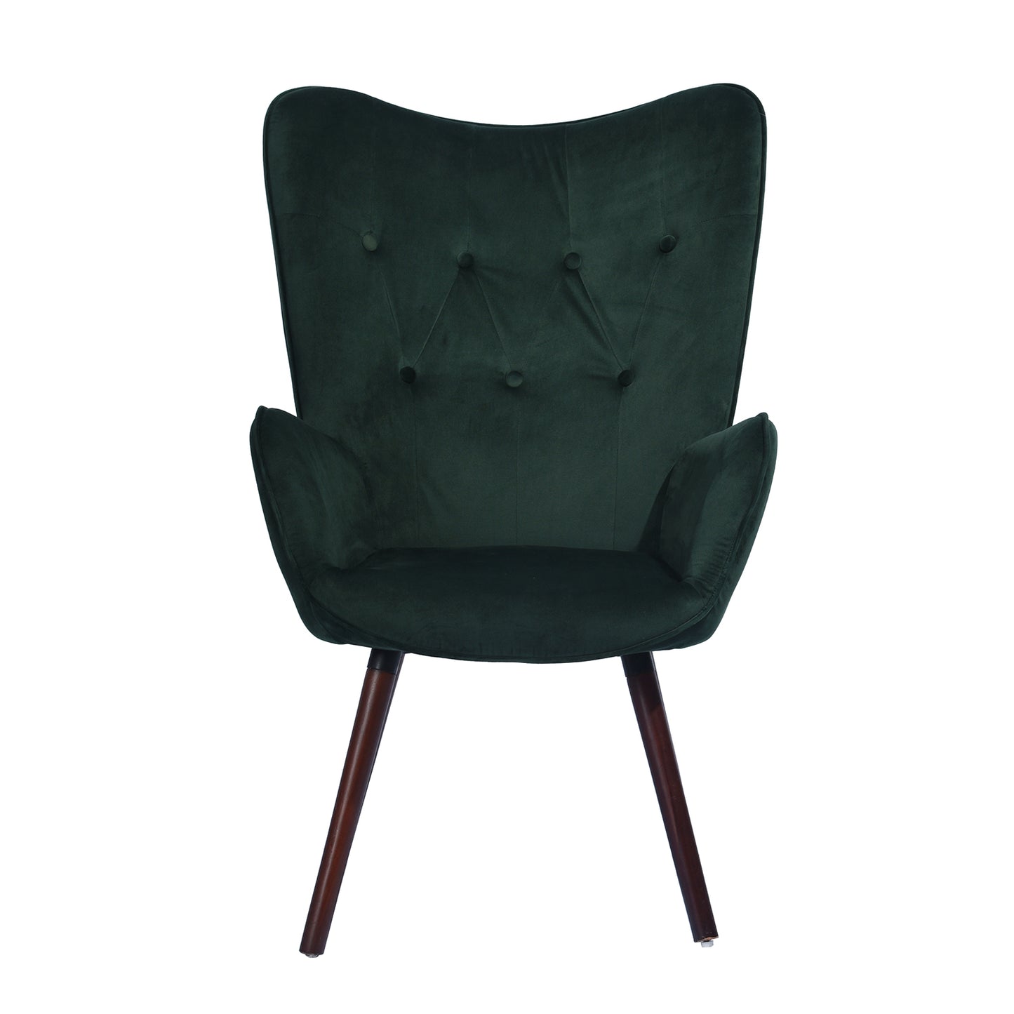 Velvet Accent Chair Modern Tufted Button Wingback Wooden Legs Kas