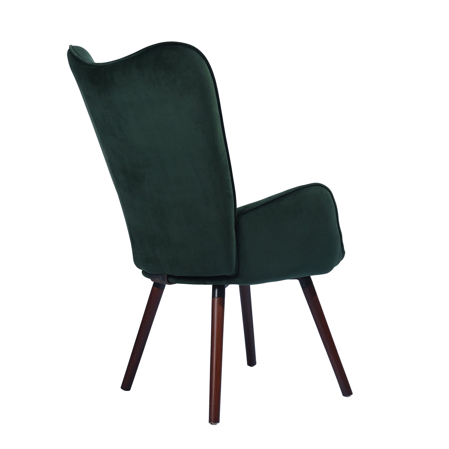 Velvet Accent Chair Modern Tufted Button Wingback Wooden Legs Kas