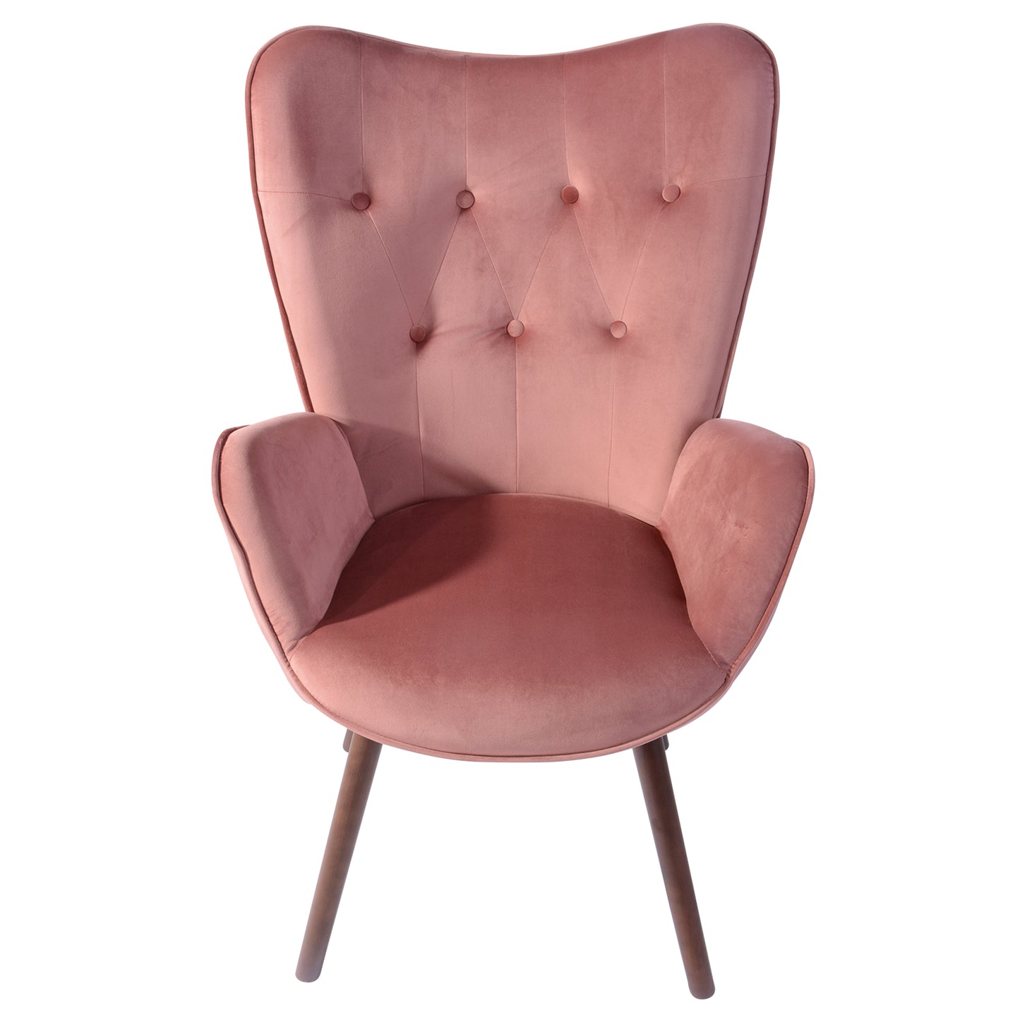 Velvet Accent Chair Modern Tufted Button Wingback Wooden Legs Kas