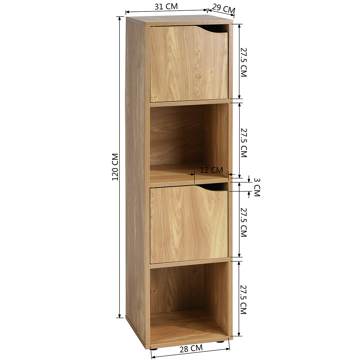 Bookcase with 2 Shelves and 2 Doors Bookshelf Storage Lata