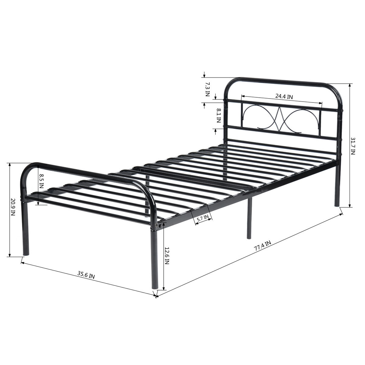 Single Bed Metal Bed Frame Milo