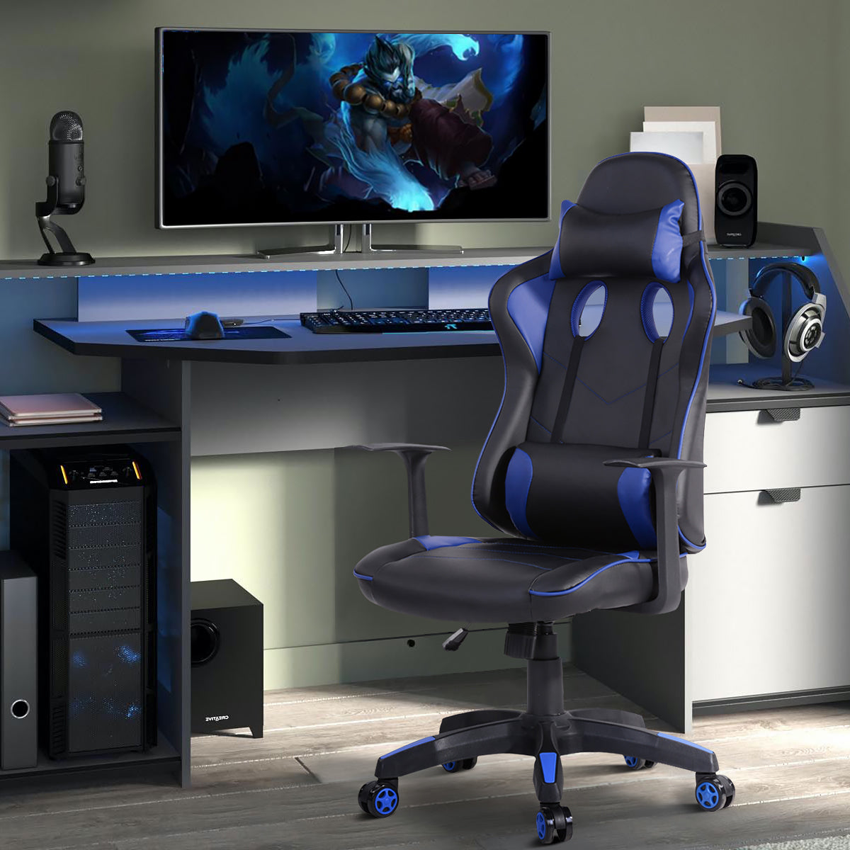 Gaming Chair Racing Office Chair Recliner Swivel with Headrest and Lumbar Pillow Opulent