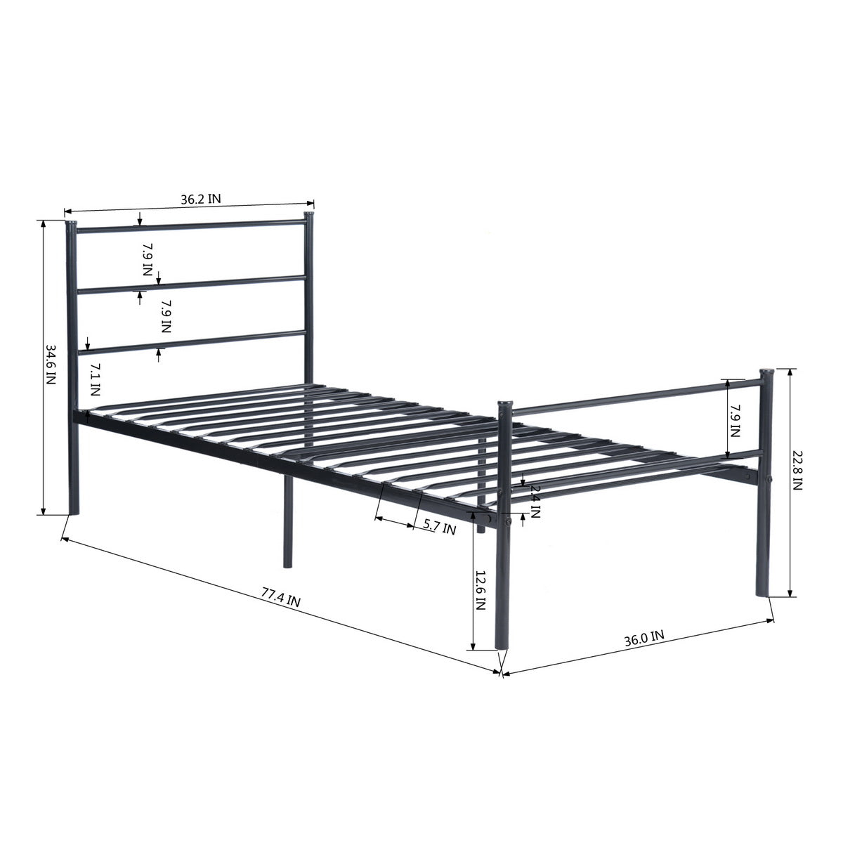 Single Bed Metal Bed Frame Primo-Si