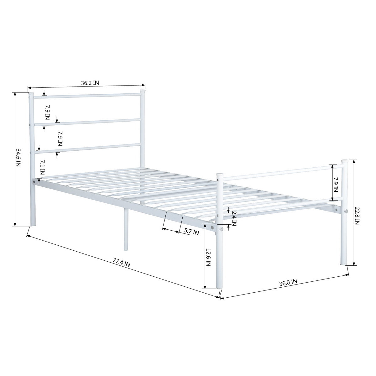 Single Bed Metal Bed Frame Primo-Si