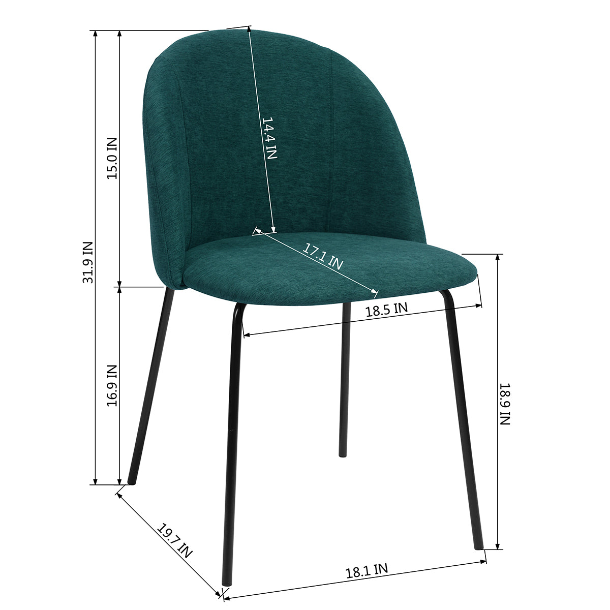Dining Chairs Fabric Upholstered Metal Legs Puzzle