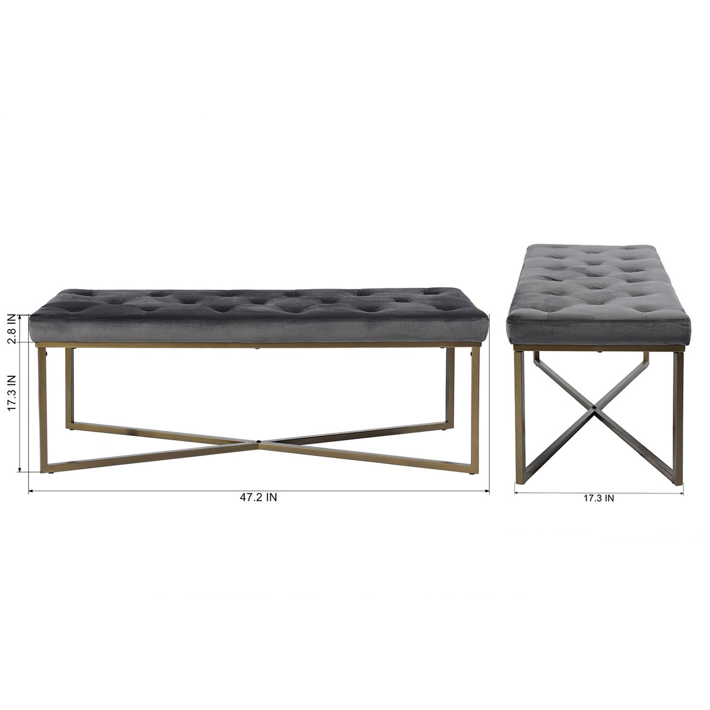 Ottoman Bench Velvet Upholstered Footrest Stool Rizzo