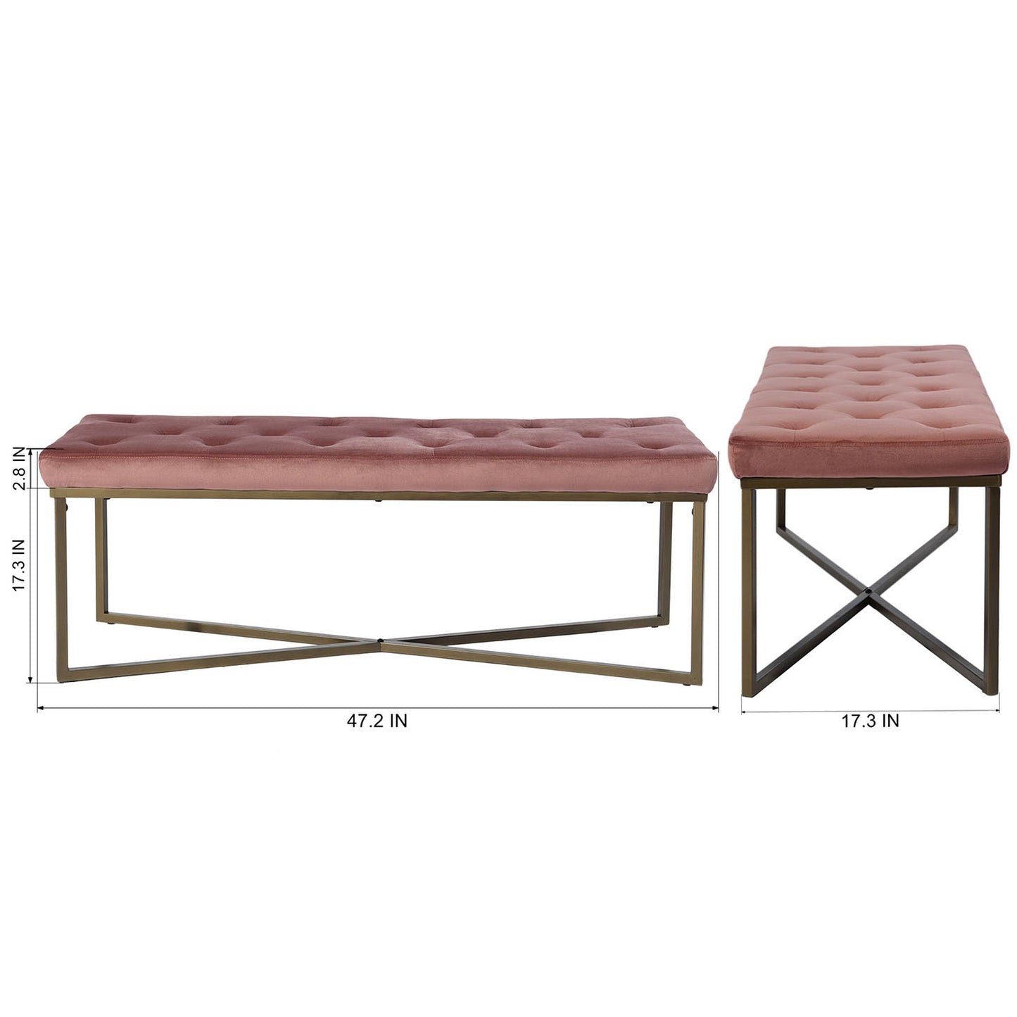 Ottoman Bench Velvet Upholstered Footrest Stool Rizzo