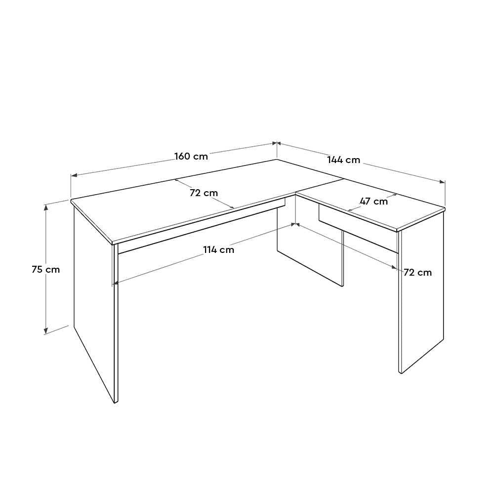 Rio Office Set L Shape Desk Diamond White RMS