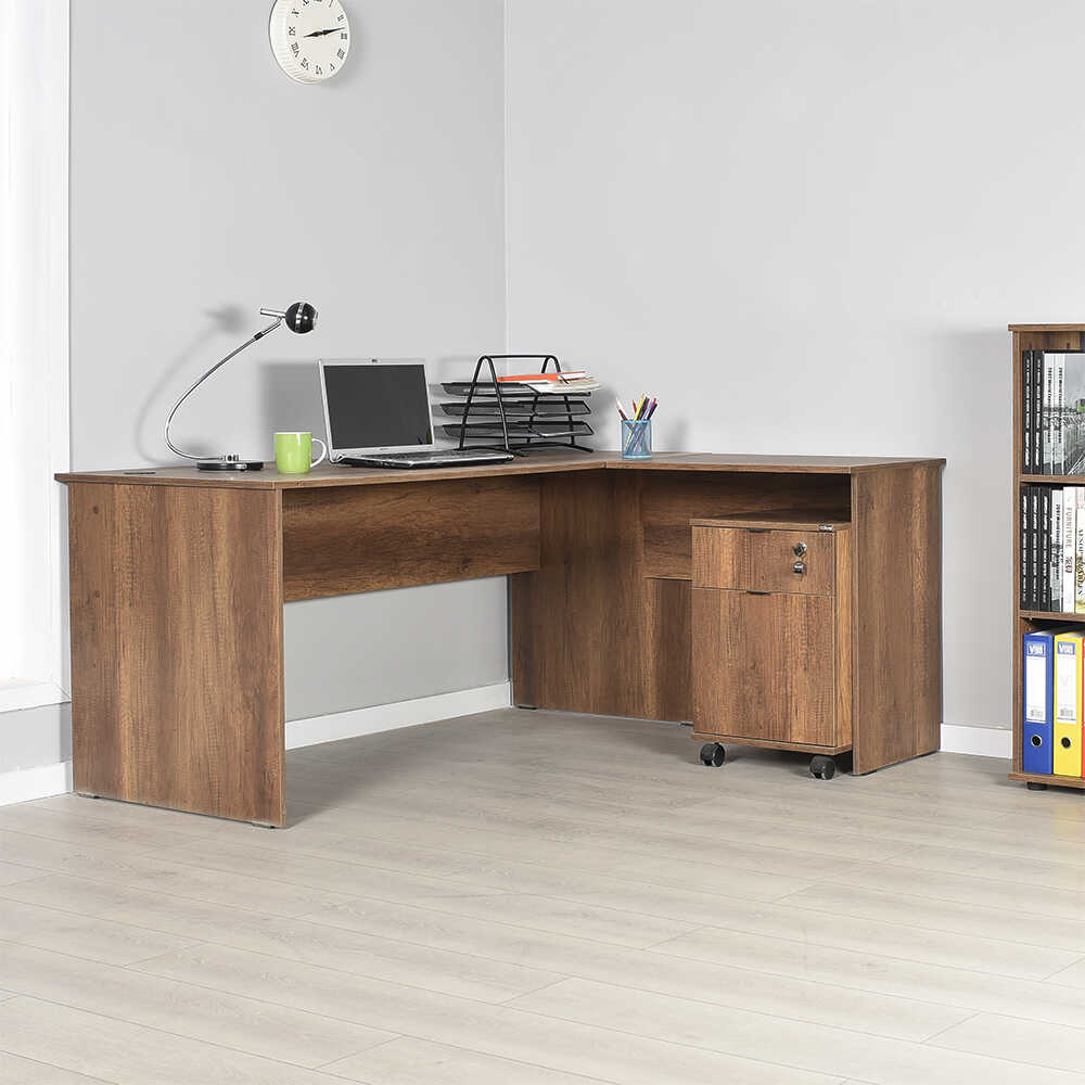 Rio Office Set L Shape Desk Oslo Walnut RMS