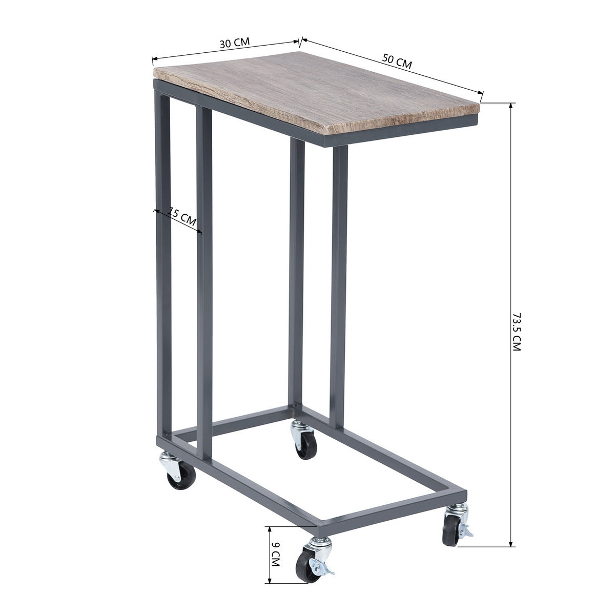 Sofa Side Table Narrow C Shaped for Bed Couch Rozelle