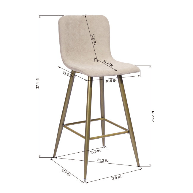 Barstools Fabric Upholstered Golden Legs Bar Stools Scargill