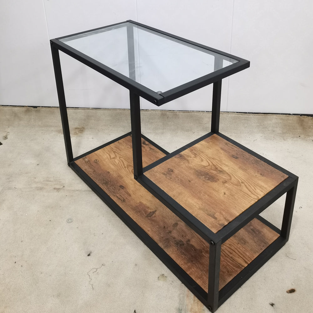 Sofa Side Table L Shaped for Bed Couch with 3 Shelves Skylar