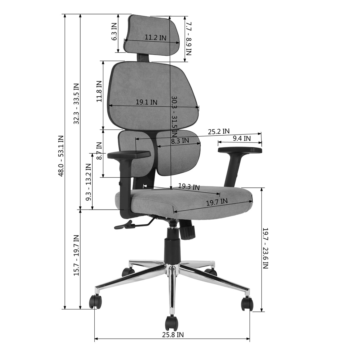 Ergonomic Fabric Office Chair Upholstery High-Back Computer Chair Tikitere