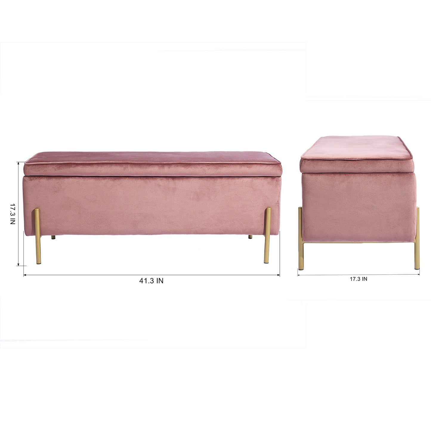 Storage Ottoman Bench Velvet Upholstered Footrest Stool Tudor