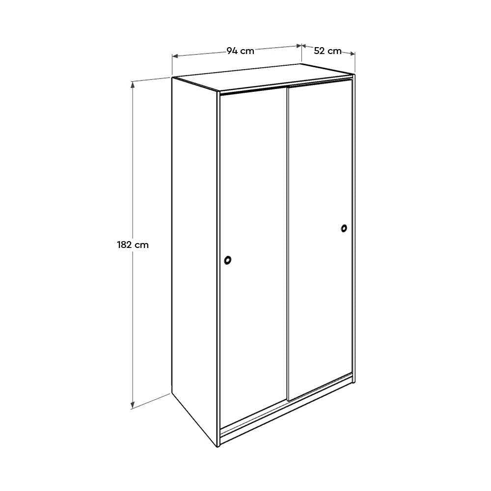 Wardrobe W/ Two Sliding Doors White SWD