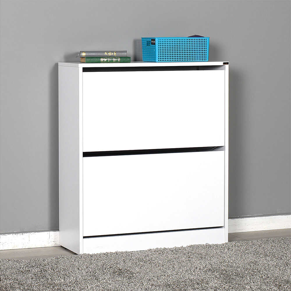 Shoe Cabinet W/ Two Section White SHC