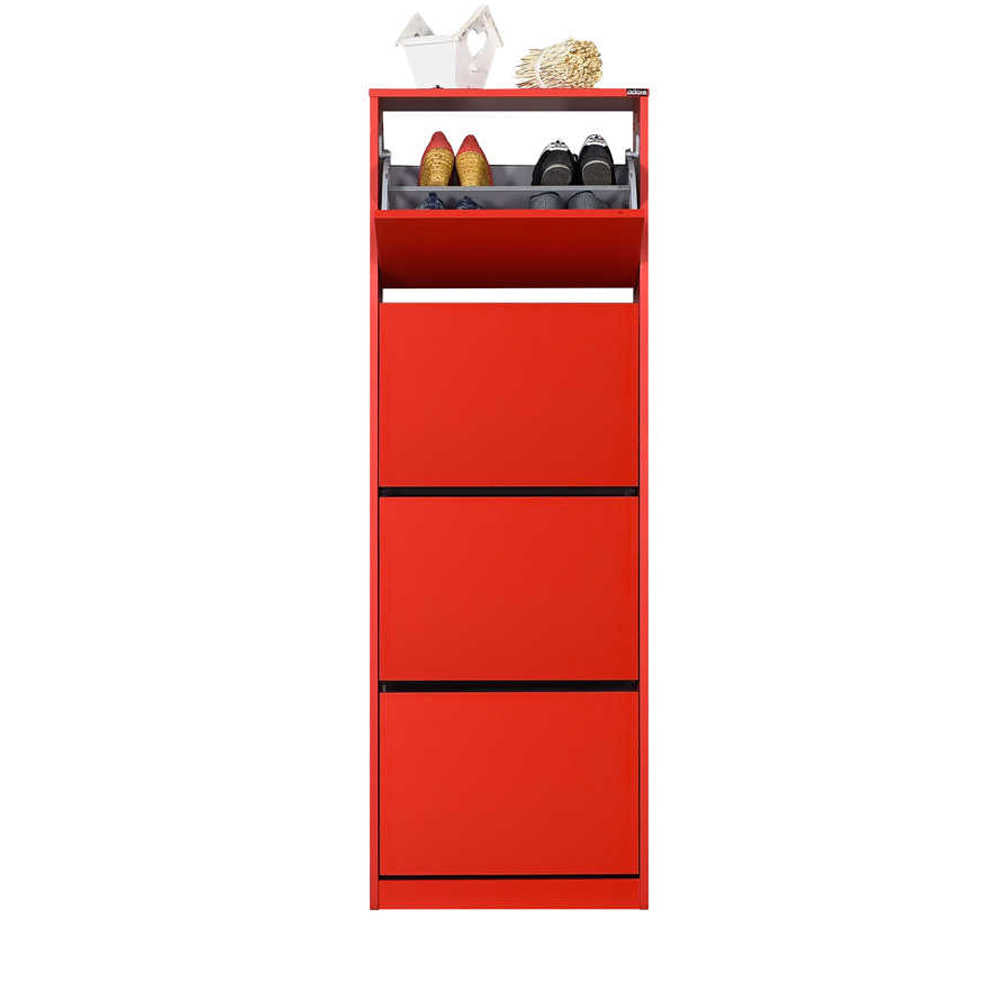 Shoe Cabinet W/ Four Section Red SHC