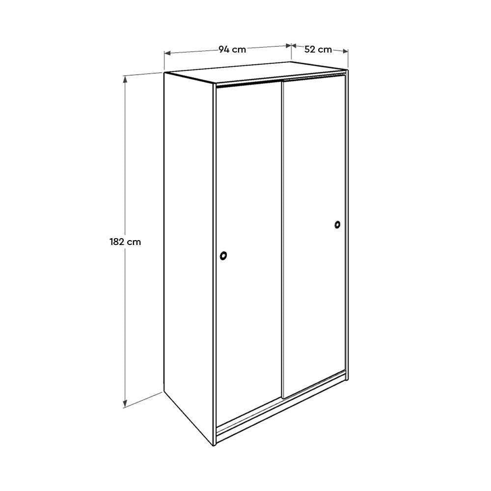 Wardrobe W/ Two Sliding Doors White SWD