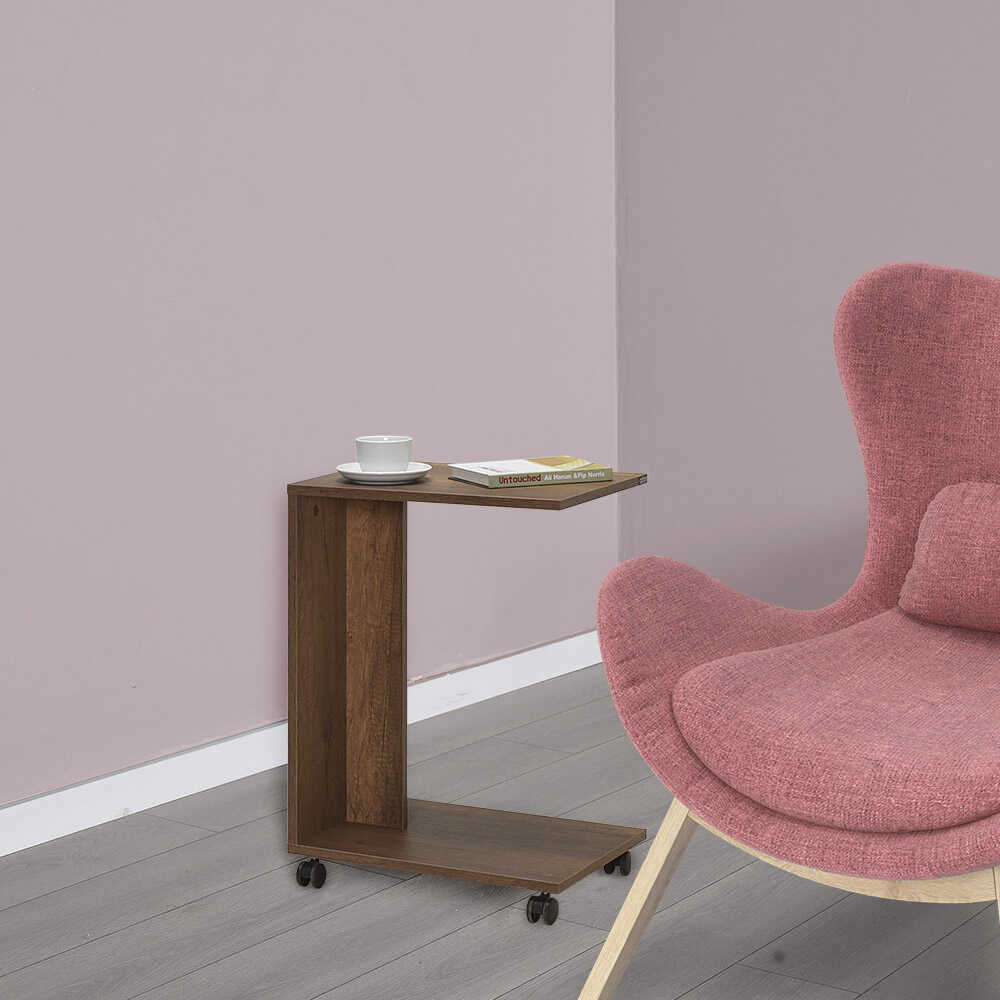 Side Table With Wheels Oslo Walnut SHP