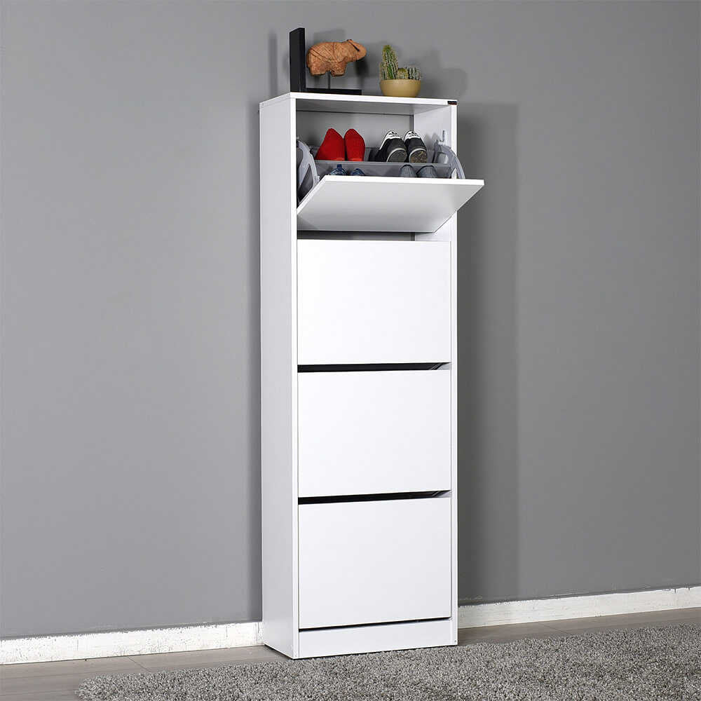 Shoe Cabinet W/ Four Section White SHC