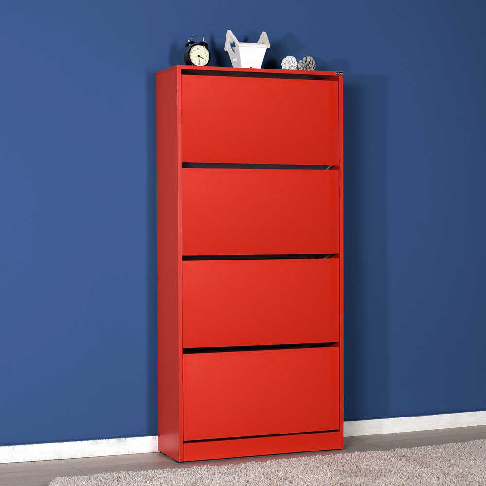 Shoe Cabinet W/ Four Section Red SHC