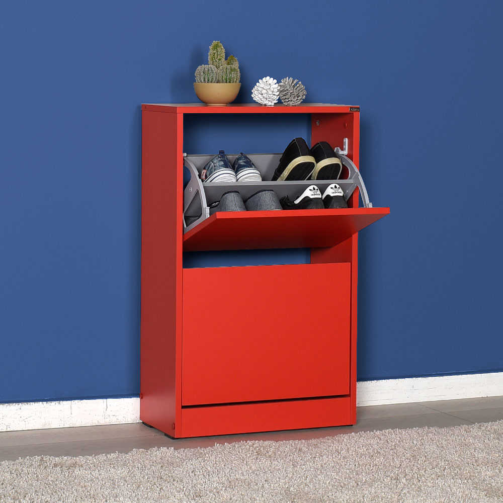 Shoe Cabinet W/ Two Section Red SHC