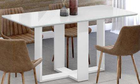 Dining Table Easy 1,2M With Glass (Chairs Not Included) White