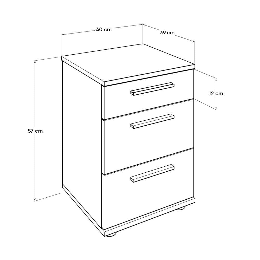 Newline Nightstand W/ Three Drawers White KMD