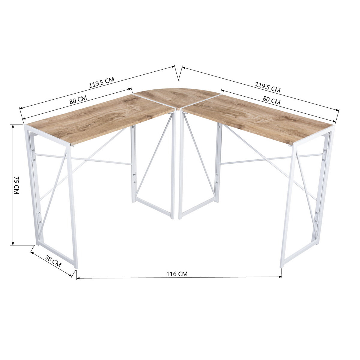 L-Shaped Folding Gaming Desk Home Office Corner Table Albertin