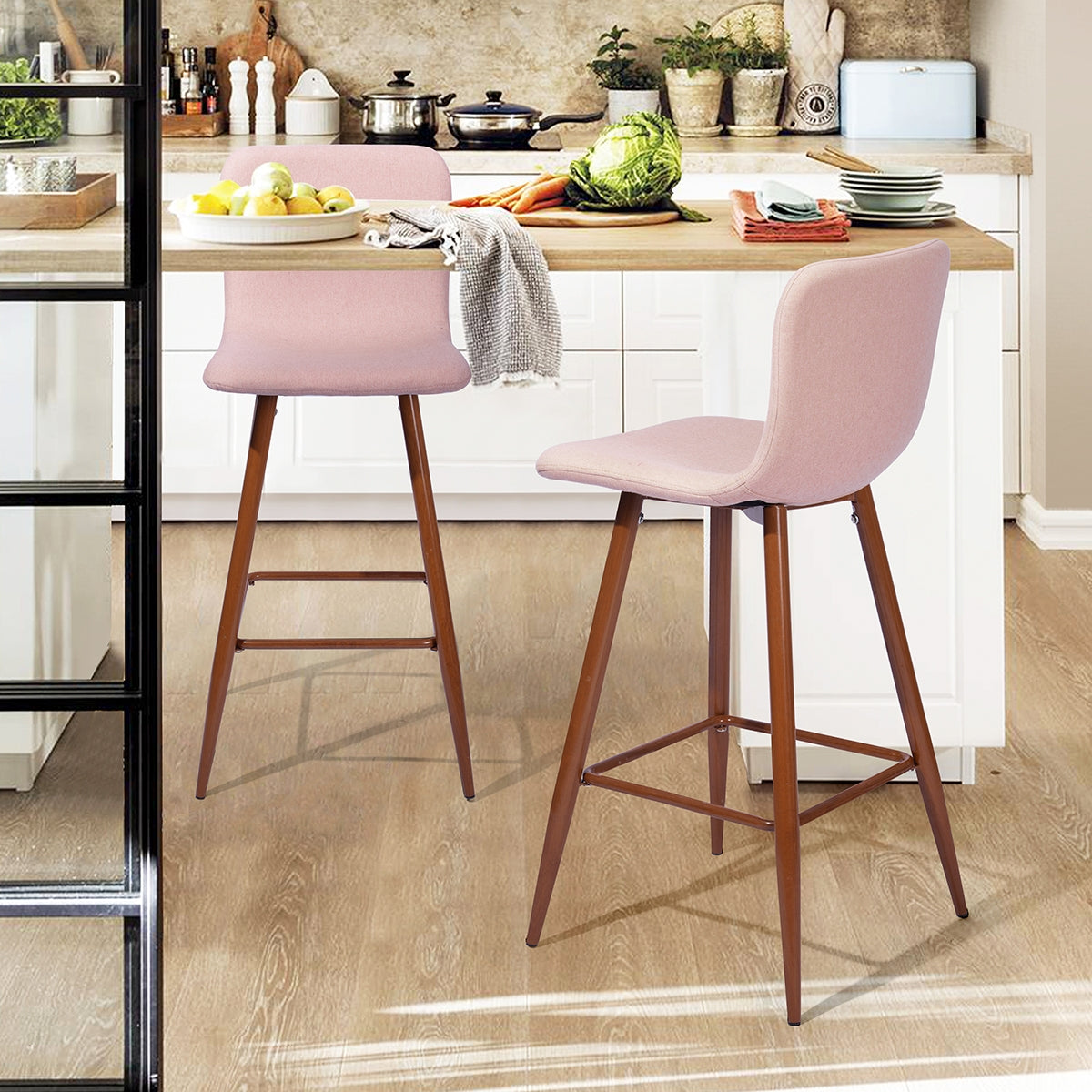 Barstools Fabric Upholstered Golden Legs Bar Stools Scargill
