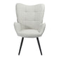 Fabric Accent Chair Modern Tufted Button Wingback Wooden Legs Bogdan