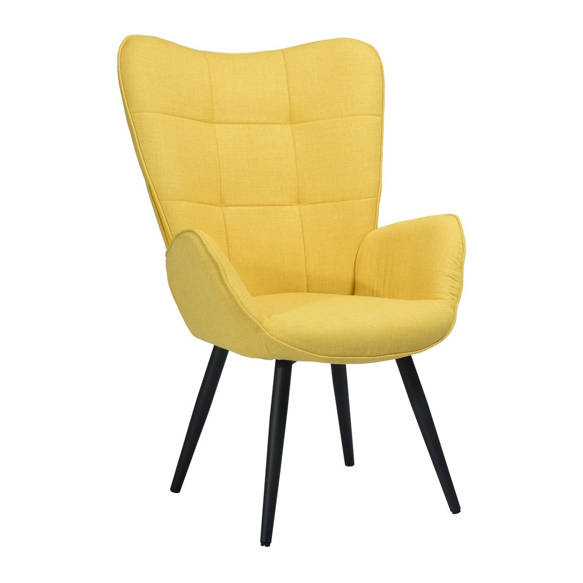Fabric Accent Chair Modern Tufted Button Wingback Wooden Legs Bogdan
