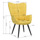 Fabric Accent Chair Modern Tufted Button Wingback Wooden Legs Bogdan
