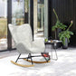 Rocking Accent Chair Fabric Velvet Wooden Legs Armrest Kelan