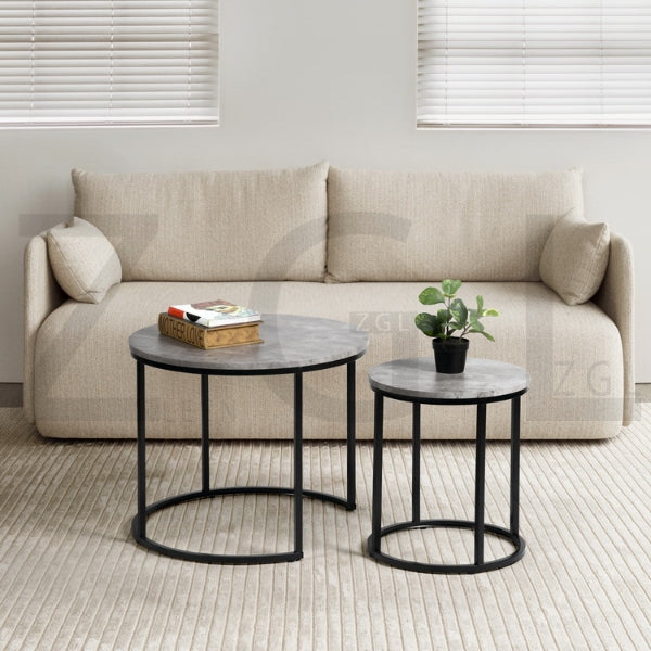 Set of 2 Coffee Table Cement Look Osric