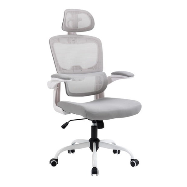 Office Chair with Head Support, Armrest Grey Rusi