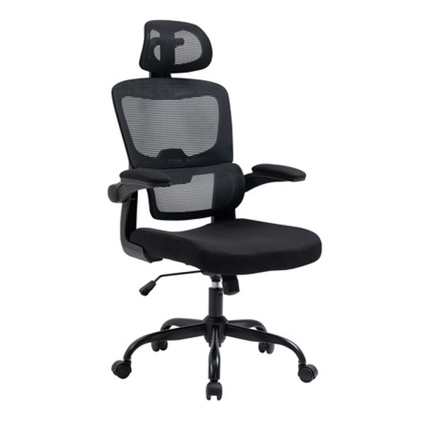 Office Chair with Head Support, Armrest Black Rusi