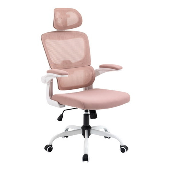 Office Chair with Head Support, Armrest Pink Rusi