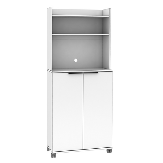 Multipurpose Mobile Cabinet W/ Two Door & Adj. Shelves High Gloss White ADR