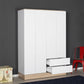 Base Teen Room Wardrobe W/ Four Doors & Two Drawers Italian Oak & White GRD