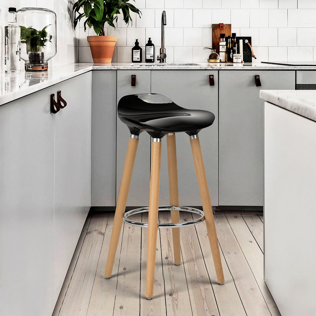 Barstools Plastic Seat Wooden Legs Bar Stools Jasmine