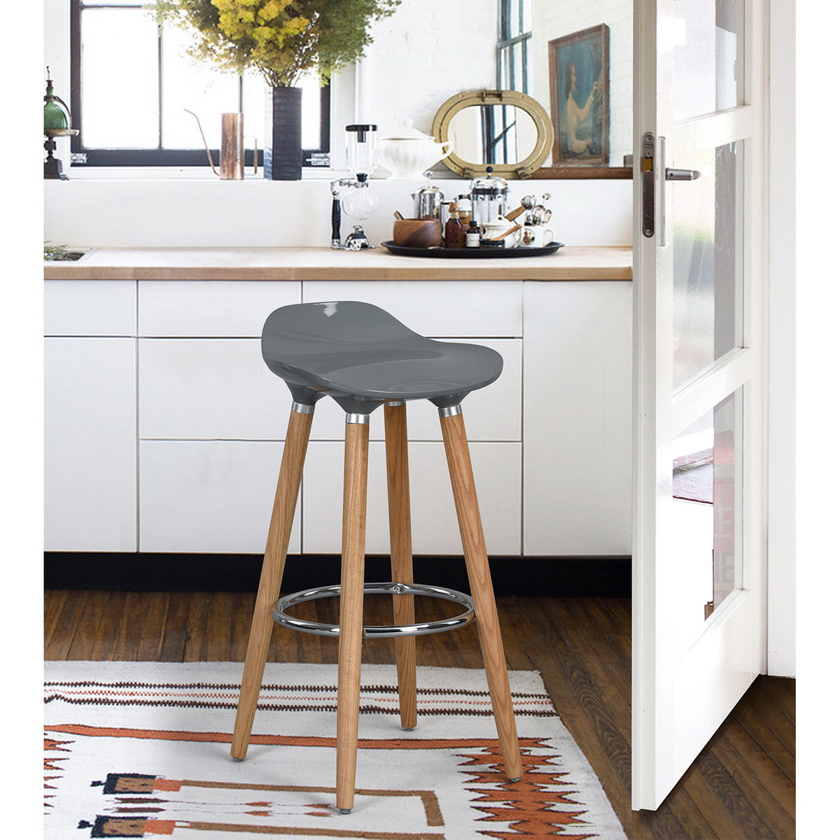 Barstools Plastic Seat Wooden Legs Bar Stools Jasmine