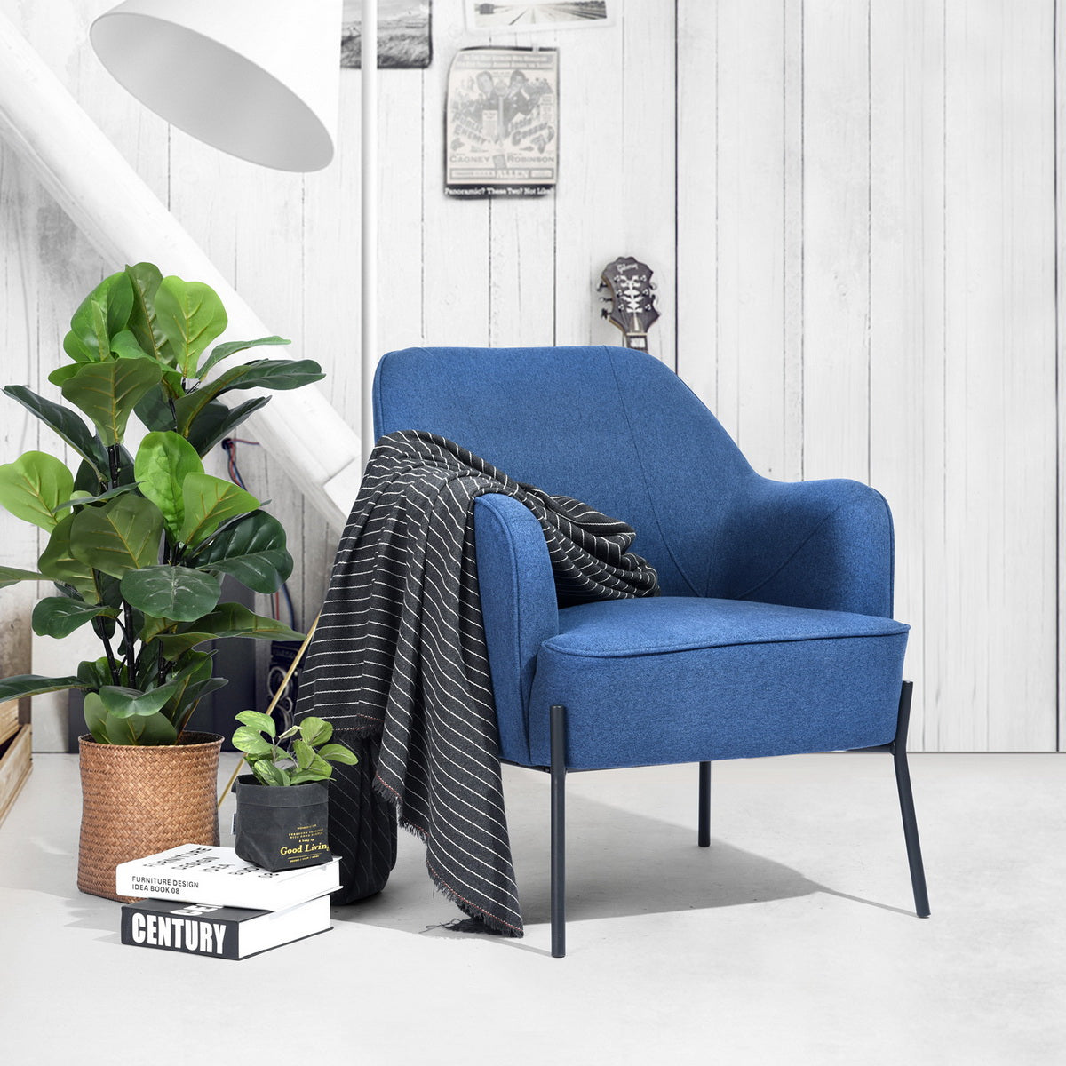 Fabric Accent Chair with Armrest Mid Century Living Room Chairs Dugan